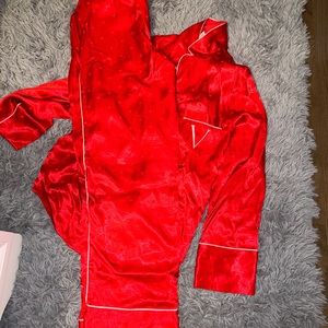 Red silk Victoria secret pajamas
